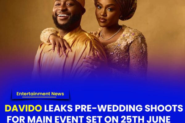 Davido leaks pre-wedding shoots for main event set on 25th June